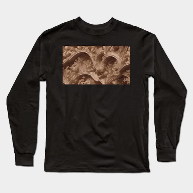 Seamless Leaf Relief Carving VI Long Sleeve T-Shirt by newdreamsss